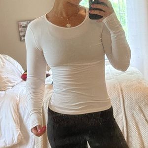 H&M | White Fitted Long Sleeve